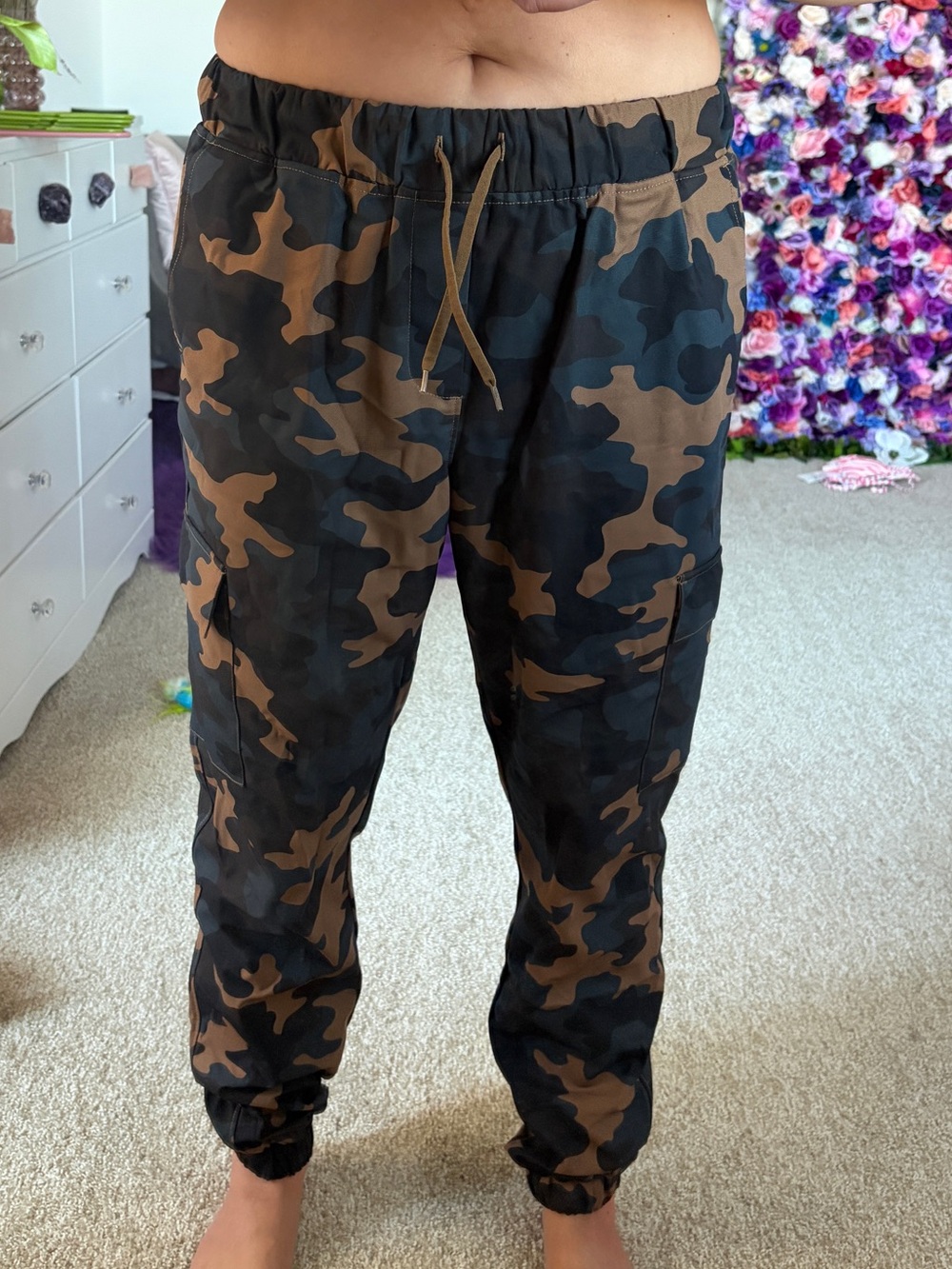 ZYIA Women’s Camo Joggers in Brown, Black and Blue